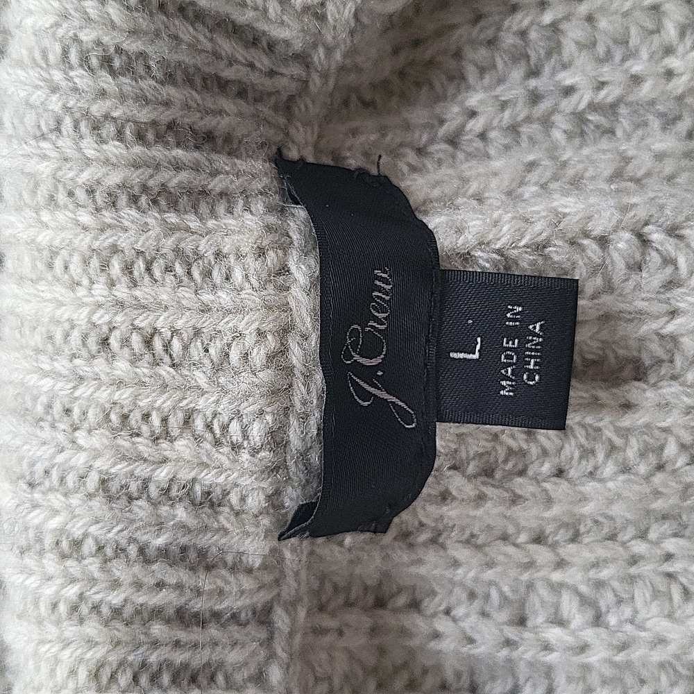 J. Crew Azra Pom-Pom Cableknit Sweater Gray Size Large - Picture 7 of 9